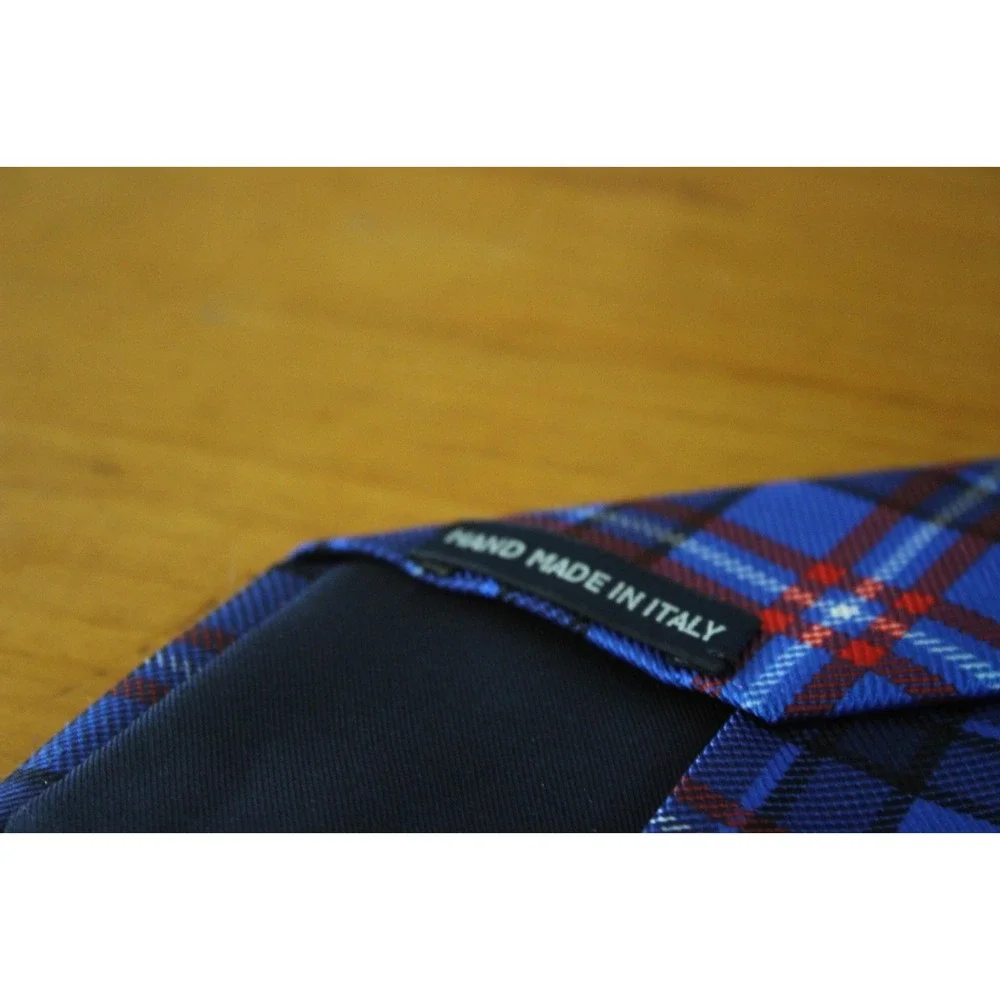 CANTINI FIRENZE Handmade Italy Silk Tie Blue Red Black Plaid Mens Necktie